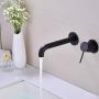 ZUKKI Copper Single-Handle Bathroom Wall Mounted Faucets Wall Mounted Brass Basin Mixer Taps Sink Mixer Tap Hot and Cold Spout Sink Rough Valve Bathtub Faucet (2219-07C Black)