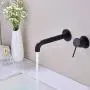 ZUKKI Copper Single-Handle Bathroom Wall Mounted Faucets Wall Mounted Brass Basin Mixer Taps Sink Mixer Tap Hot and Cold Spout Sink Rough Valve Bathtub Faucet (2219-07C Black)