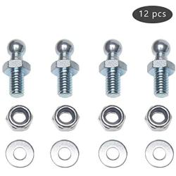 Beneges 4 Pair 10mm Ball Studs With Hardware Lock Nuts Washers 5/16-18 Thread x 1/2'' Long Shank For Universal Gas Lift Support Strut End Fittings