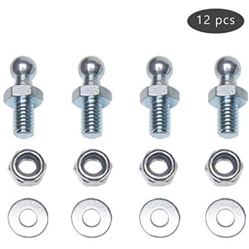 Beneges 4 Pair 10mm Ball Studs With Hardware Lock Nuts Washers 5/16-18 Thread x 1/2'' Long Shank For Universal Gas Lift Support Strut End Fittings