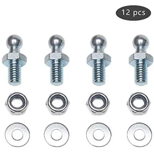 Beneges 4 Pair 10mm Ball Studs With Hardware Lock Nuts Washers 5/16-18 Thread x 1/2'' Long Shank For Universal Gas Lift Support Strut End Fittings Beneges 4 Pair 10mm Ball Studs With Hardware Lock Nuts Washers 5/16-18 Thread x 1/2'' Long Shank For Universal Gas Lift Support Strut End Fittings