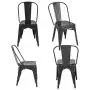 BONZY HOME Metal Dining Chairs, Stackable Side Chairs with Back, Indoor Outdoor Use Chair for Farmhouse, Patio, Restaurant, Kitchen, Set of 4 (Black)