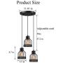 Industrial Pendant Lighting Licperron E26 Base Edison Metal Caged Vintage Hanging Pendant 3-Lights Rustic Pendant Light Fixture for Kitchen Dining Room Bar Hotel