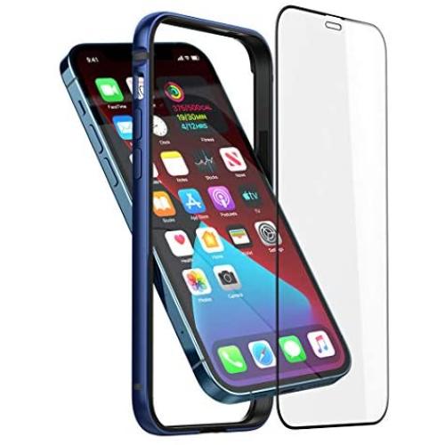 Slim Metal Bumper Case Compatible with iPhone 12 12 Pro, Metal Bumper Cover with Soft TPU Inner [No Signal Interference][Support Wireless Charging] Compatible for iPhone 12 12 Pro 6.1 inch, Royal Blue