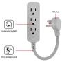 GE, Heather Gray, Designer 1 Ft Power Strip with 6 Inch Braided Extension Cord, 3 Grounded Outlets, Flat Plug, 53199