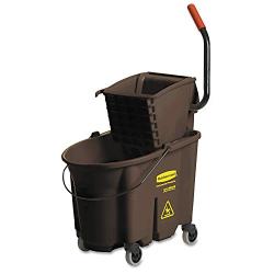 Rubbermaid Commercial WaveBrake 2.0 35 QT Side-Press Mop Bucket and Wringer, Brown (FG758088BRN)