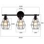 3 Light Bathroom Vanity Light, Metal Wire Cage Industrial Wall Sconce, Black Light Fixture Bathroom for Mirror Cabinets, Vanity Table, Bathroom, Wall Lighting - 22.8 in (Bulb Not Include)