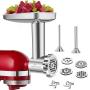Stainless Steel Food Grinder Accessories for KitchenAid Stand Mixers Including Sausage Stuffer, Stainless Steel,Dishwasher Safe