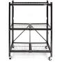 Origami 3-Shelf General Purpose Collapsible/Foldable Shelving Unit, Small Rack with Wheels | Organizer, Rolling Cart, Home Kitchen Laundry Closet Storage, Metal Wire, Pre-Assembled | Black Origami 3-Shelf General Purpose Collapsible/Foldable Shelving Unit, Small Rack with Wheels | Organizer, Rolling Cart, Home Kitchen Laundry Closet Storage, Metal Wire, Pre-Assembled | Black