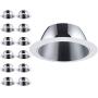 TORCHSTAR 12-Pack 6 Inch Recessed Can Light Trim with Aluminum Reflector, for 6 inch Recessed Can, Detachable Iron Ring Included