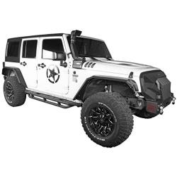 Hooke Road Solid Steel Flat Tube Front & Rear Fender Flares for Jeep Wrangler JK 2007-2018