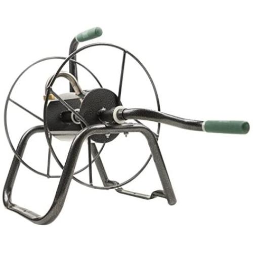 Yard Butler Handy Reel Easy Winding Heavy Duty Metal Garden 75’ Water Hose Reel Low Profile Portable Ground Or Wall Mount– IHR-1SLV Hammered Silver Vein