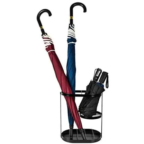 Black Metal Umbrella Stand Rack, Assembled Umbrella Storage Holder, Bucket Shelf Freestanding Entryway Base Drip Tray Long & Short Folding Umbrella For Home Office Black Metal Umbrella Stand Rack, Assembled Umbrella Storage Holder, Bucket Shelf Freestanding Entryway Base Drip Tray Long & Short Folding Umbrella For Home Office