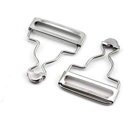 PZRT 4pcs 38mm Silver Suspenders Adjustable Buckle Metal Ribbon Slip Buckle Fasteners Clip for Garment Overalls Backpack DIY Accessories