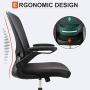 Komene Home Office Chair, Ergonomic Office Chair Large Seat, Desk Chair with Wheels,330 lb Mesh Executive Chair with Flip-up Arms,Swivel Task Chair Gaming Lumbar Support, Adjustable Height,Metal Base