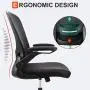 Komene Home Office Chair, Ergonomic Office Chair Large Seat, Desk Chair with Wheels,330 lb Mesh Executive Chair with Flip-up Arms,Swivel Task Chair Gaming Lumbar Support, Adjustable Height,Metal Base