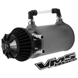 VMS Racing Universal Matte GUNMETAL Grey Gray Silver Aluminum OIL Reservoir CATCH CAN Canister Tank with Breather (Complete Kit)