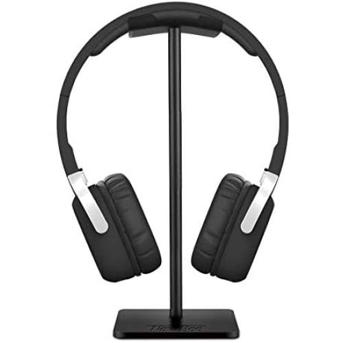 Headphone Stand Headset Holder New Bee Earphone Stand with Aluminum Supporting Bar Flexible Headrest ABS Solid Base for All Headphones Size (Black)