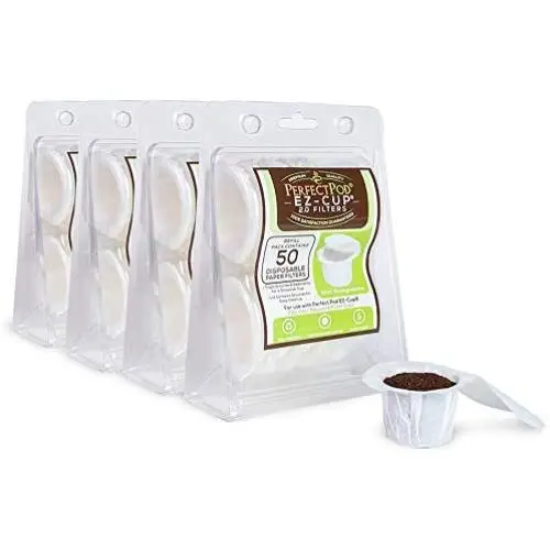 Perfect Pod EZ-Cup Disposable Paper Filters with Patented Lid Design for Reusable Coffee Pods 4-Pack (200 Filters) Perfect Pod EZ-Cup Disposable Paper Filters with Patented Lid Design for Reusable Coffee Pods 4-Pack (200 Filters)
