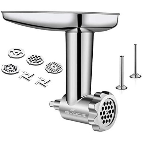 Stainless Steel Food Grinder Attachment fit KitchenAid Stand Mixers Including Sausage Stuffer, Dishwasher Safe,Durable Meat Processor Accessories