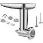 Stainless Steel Food Grinder Attachment fit KitchenAid Stand Mixers Including Sausage Stuffer, Dishwasher Safe,Durable Meat Processor Accessories