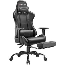 Homall Gaming Chair Computer Office Chair Ergonomic Desk Chair with Footrest Racing Executive Swivel Chair Adjustable Rolling Task Chair (Black)