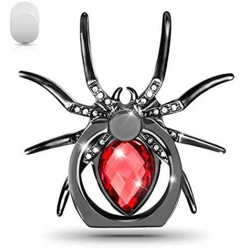 Allengel Phone Ring Holder Stand 360 Degree Rotation Universal Spider Finger Ring Kickstand with Polished Metal Phone Grip for Cell Phone Red