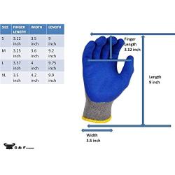 G & F Products - 3100L-DZ-Parent 12 Pairs Large Rubber Latex Double Coated Work Gloves for Construction, gardening gloves, heavy duty Cotton Blend Blue