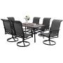 Sophia & William Patio Dining Set 7 Pieces Metal Furniture Set Outdoor, 6 x Patio Dining Swivel Chairs Textilene with Wood Like Umbrella Table 6 Person for Lawn Garden