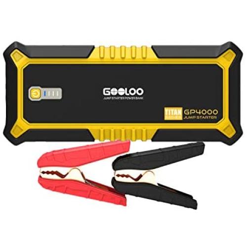 GOOLOO 4000A Peak SuperSafe Car Jump Starter (All Gas, up to 10.0L Diesel Engine) 12V Auto Battery Jumper Booster with USB Quick Charge and Type C Port, Portable Power Pack for Trucks, SUVs