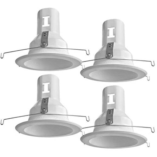 [4-Pack] PROCURU 5'' White Baffle Metal Trim for 5'' Recessed Can Light - Compatible with LED, Incandescent, CFL, Halogen Bulbs (White (4-Pack))