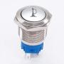 TWTADE 19 MM 12V Horn Push Button Blue LED Lighted Momentary Car Auto Flat Head Horn Switch Speaker Metal Toggle Switch with Prewiring Wires HORNP19-BU