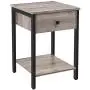 HOOBRO Nightstand, 2-Tier End Table, Industrial Side Table with Drawer and Storage Shelf, Wood Accent Table with Metal Frame, Easy Assembly, Greige and Black BG40BZ01 HOOBRO Nightstand, 2-Tier End Table, Industrial Side Table with Drawer and Storage Shelf, Wood Accent Table with Metal Frame, Easy Assembly, Greige and Black BG40BZ01