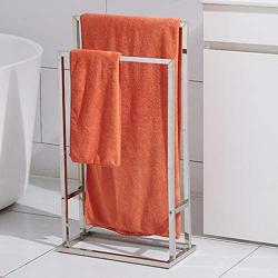 Naturous Freestanding Towel Rack 2 Tier Metal Towel Bar Stand Stainless Steel Bathroom Towel/Kitchen Towel Rack Stand