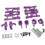 Tongina Upgrade Metal Front/Rear Swing Arms & Steering Hub C Seat Parts Kit for WLtoys 144001 RC Car Replacements - Purple