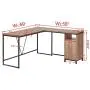 HSH L Shaped Computer Desk, Metal and Wood Rustic Corner Desk, Industrial Writing Workstation Table with Cabinet Drawer Storage for Home Office Study, Oak 59 x 55 inch HSH L Shaped Computer Desk, Metal and Wood Rustic Corner Desk, Industrial Writing Workstation Table with Cabinet Drawer Storage for Home Office Study, Oak 59 x 55 inch