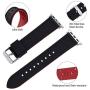 Fullmosa Apple Watch Band Silicone Compatible Apple Watch 42mm 44mm 38mm 40mm, Rainbow Soft Rubber iWatch Band for Apple Watch SE/6/5/4/3/2/1, Black Top/ Red Bottom 44mm 42mm