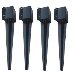 MTB Fence Post Anchor Ground Spike Metal Black Powder Coated 36 x 6 x 6 Inches Outer Diameter (Inner Diameter 5.5 x5.5 Inches), Pack of 4