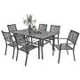 PHI VILLA Outdoor Patio Dining Set of 7 with Metal 60''x38'' Rectangular Dining Table and Bistro Chairs - Black PHI VILLA Outdoor Patio Dining Set of 7 with Metal 60''x38'' Rectangular Dining Table and Bistro Chairs - Black