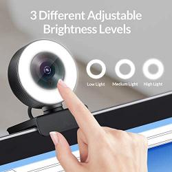 Angetube Streaming 1080P HD Webcam Built in Adjustable Ring Light and Mic. Advanced autofocus AF Web Camera for Google Meet Xbox Gamer Facebook YouTube Streamer