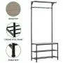 mDesign Coat Rack and Bench Organizer System Storage Unit, 4 Hooks Holds Jackets, Scarves, Purses, Hats, Leashes, Shoes, Boots for Bedroom, Hallway, Entryway 2-Tier Storage Bench- Black/Gray Wood Wash mDesign Coat Rack and Bench Organizer System Storage Unit, 4 Hooks Holds Jackets, Scarves, Purses, Hats, Leashes, Shoes, Boots for Bedroom, Hallway, Entryway 2-Tier Storage Bench- Black/Gray Wood Wash