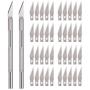 SAVITA Hobby Knife Set Solid Metal Pen Knife Small Carving Craft Utility Knife Kit for DIY Art Work Cutting Tool Including 2-Pack Handles and 40-Pack Spare Replacement Blades