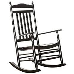 B&Z KD-22B Black Wood Rocking Chairs Adult Patio Carved Vintage Outdoor Indoor