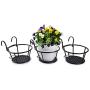 HOMENOTE Railing Planter, 3 Pack Hanging Flower Basket Outside Plant Stand Over Deck Rail Planters for Balcony - Easy Assembly Metal Black