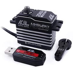 AGFRC IP67-Waterproof High-Speed Steering-Servo Programmable - 0.052Sec Metal Gear Brushless Servo for 1/8 1/10 RC Models, 180 Degrees (A81BHPW&AGF-SPV2)