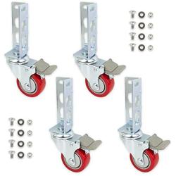 4pc - Storage Rack Caster Wheels (Adapts to Boltless Self Locking Shelving Racks) (3'' (500 Max Total Capacity))