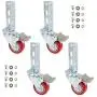 4pc - Storage Rack Caster Wheels (Adapts to Boltless Self Locking Shelving Racks) (3'' (500 Max Total Capacity))