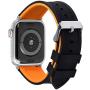 Apple Watch Band Silicone Compatible Apple Watch 38mm 40mm 42mm 44mm, Fullmosa Rainbow Soft Rubber iWatch Band for Apple Watch SE/6/5/4/3/2/1, Black Top/ Pumpkin Orange Bottom 40mm 38mm