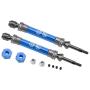 keyren Rear Drive Shaft RC Truck Drive Shaft, 2pcs SLA031 Upgrade Parts CVD Transmission Axle, Metal for Traxxas Slash 4X4 1/10 Truck RC Car(SLA031NB Dark Blue)