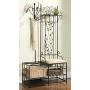 Kings Brand Black Finish Metal Hallway Storage Bench with Coat Rack & Umbrella Holder